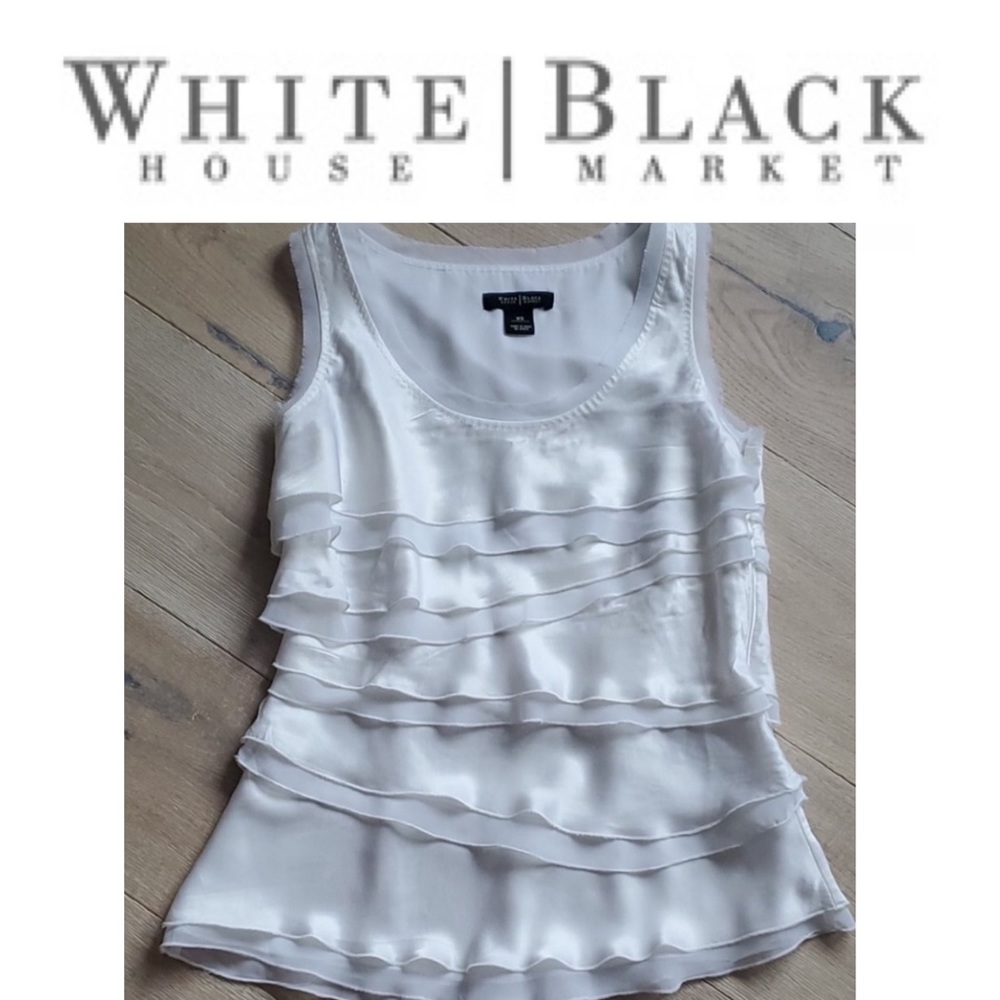 🥂HOST PICK🥂🤍Silk Ruffle White Sleeveless Top